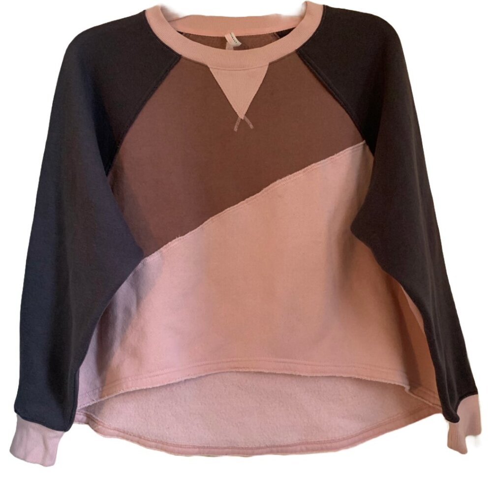 FP MOVEMENT FREE PEOPLE Pink Colorblock Cropped Kindle Up Pullover Sweatshirt S - Picture 4 of 6
